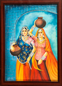 Rajasthan Painting - Rajasthan Ladies with Pot